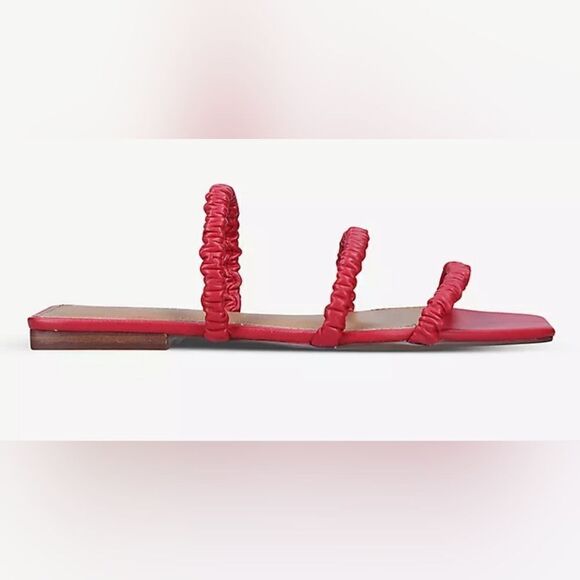 New Who What Wear Slide on leather Sandal (Women) open flip flop red pink size 7 - Picture 2 of 5